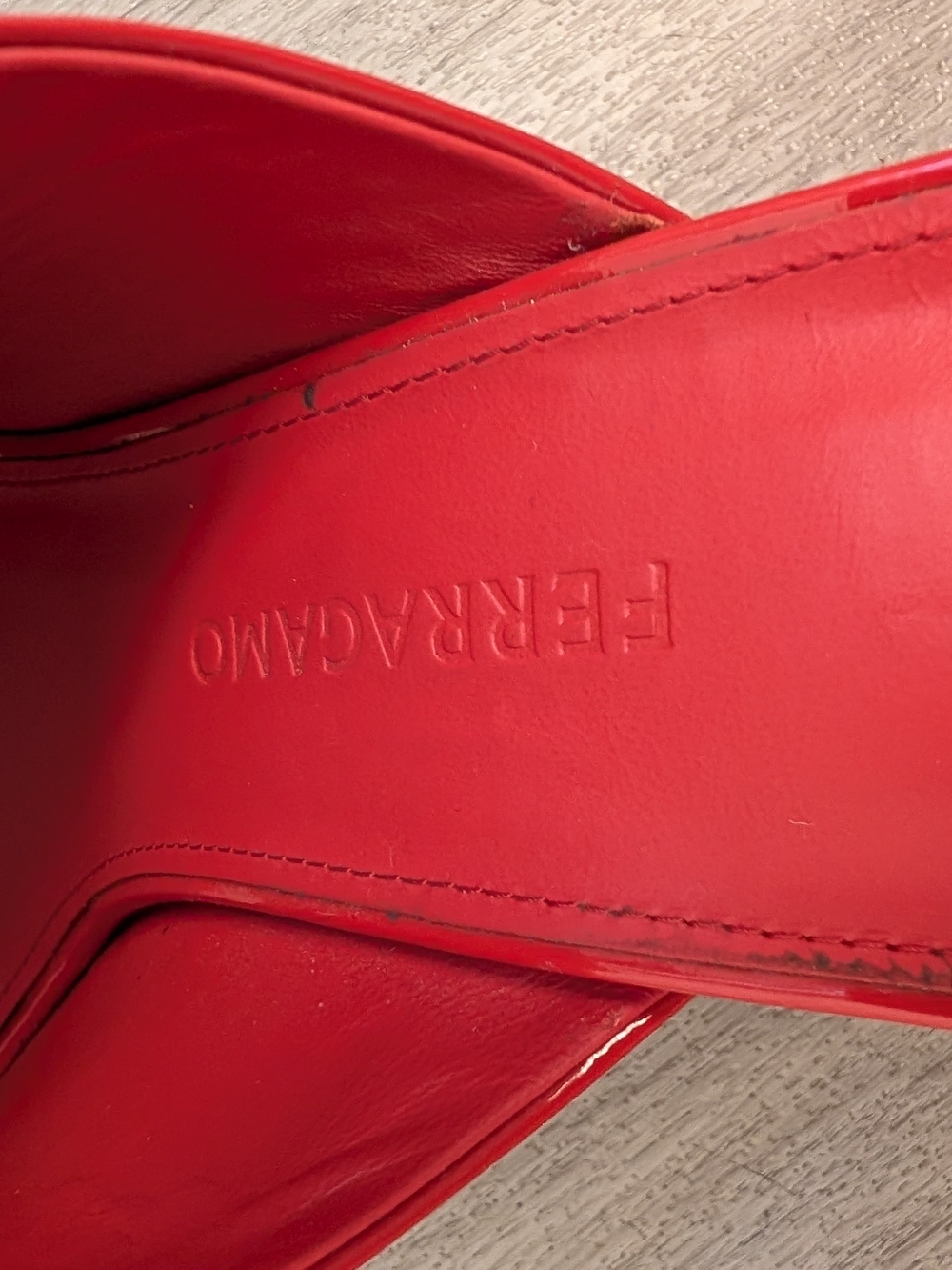 Red Era Patent Leather Mule Sandal- Ferragamo - Picture 5 of 7